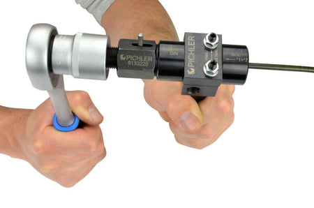 Brake line service set, 14 pcs., incl. flaring tool, bending device, holding clamps and pipe cutter