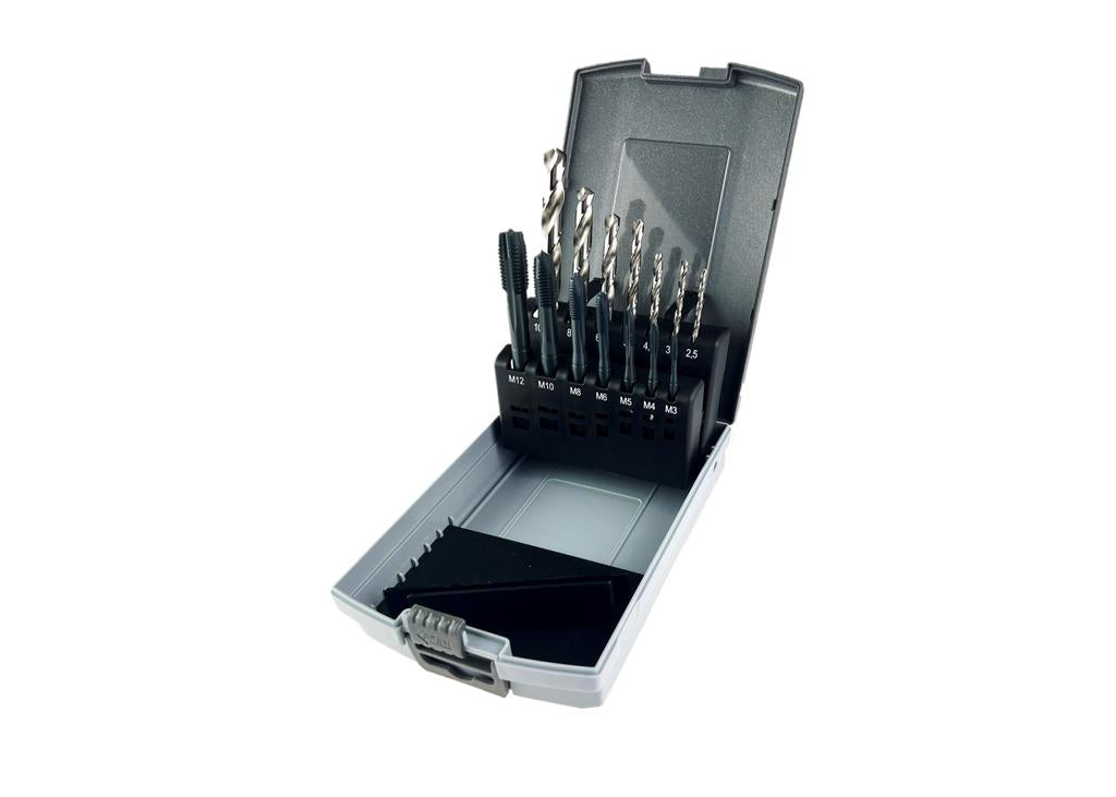 SHSS-Tap Set, M3 - M12, 14 pcs. Typ 047/508B, incl. core drill