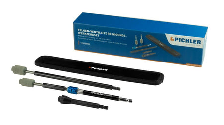 Milling and cleaning set for tyre valves