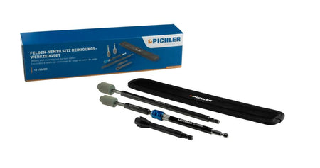 Milling and cleaning set for tyre valves