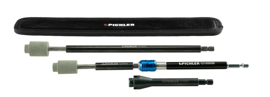 Milling and cleaning set for tyre valves