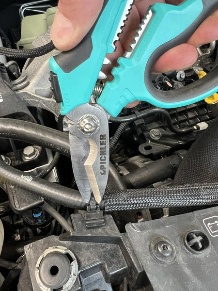 Industrial universal scissors type 1 with crimping & stripping function & 35 mm micro-serrated cutting edge