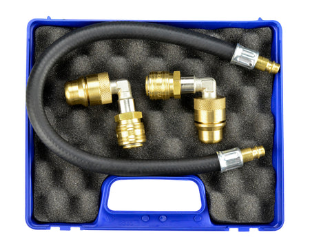 Hose with 2 Angled Quick Connectors for flushing the cooling system without the heat exchanger