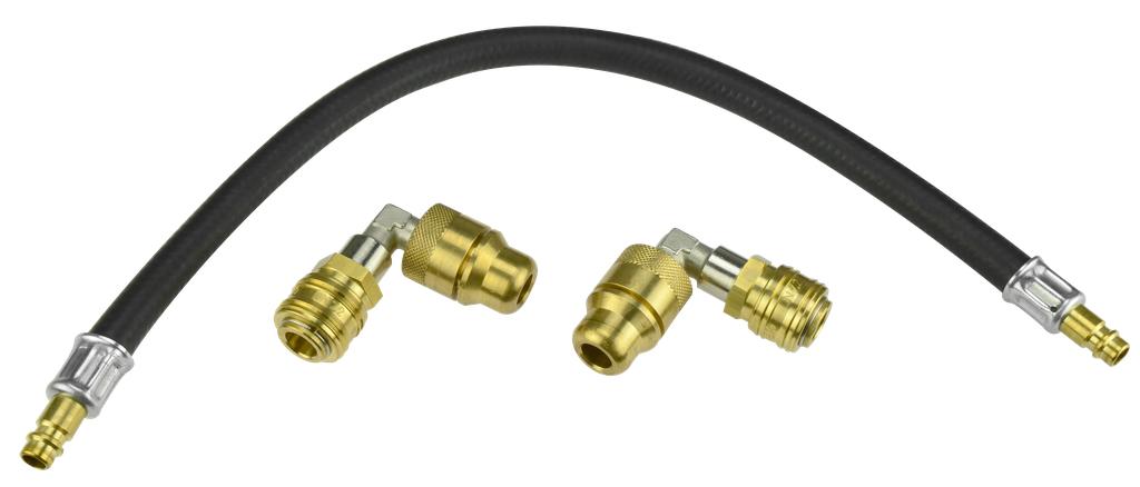 Hose with 2 Angled Quick Connectors for flushing the cooling system without the heat exchanger