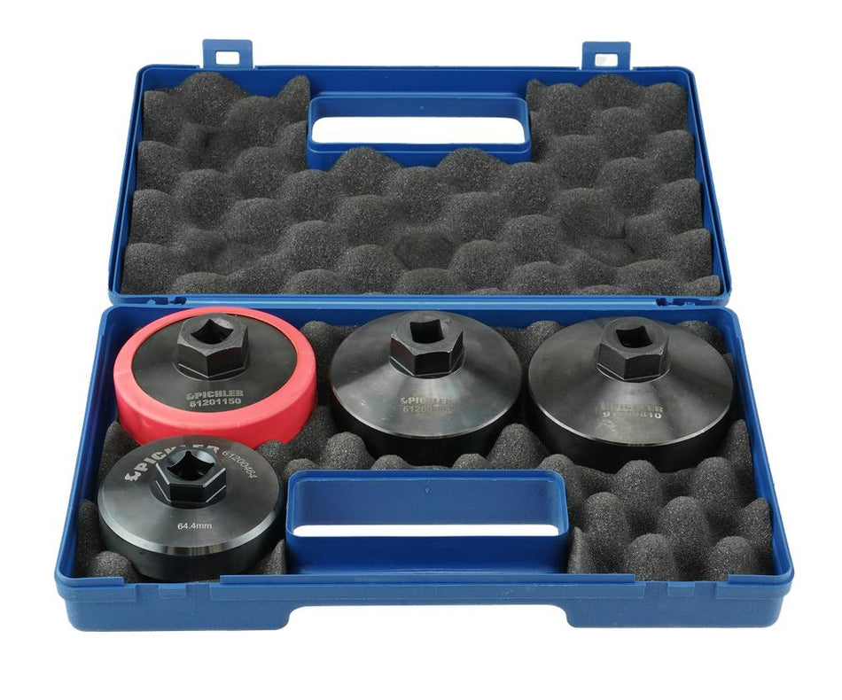 Oil filter socket set 4 pcs., 64,4 mm / 74,4 mm / 76 mm /  80 mm