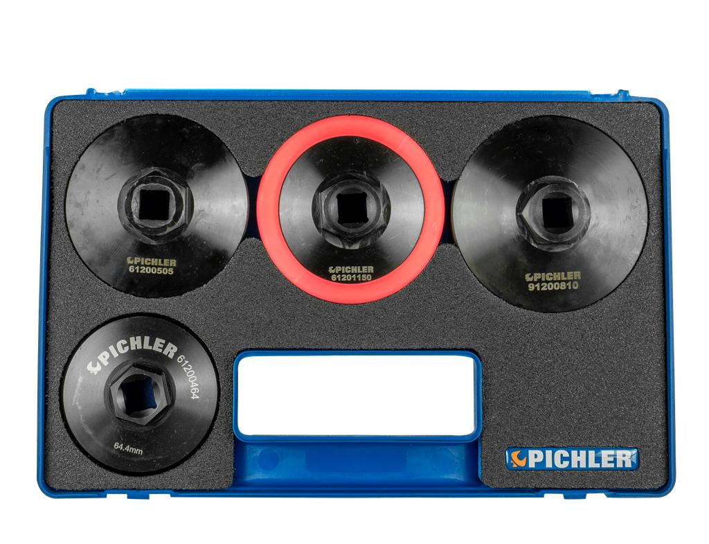 Oil filter socket set 4 pcs., 64,4 mm / 74,4 mm / 76 mm /  80 mm