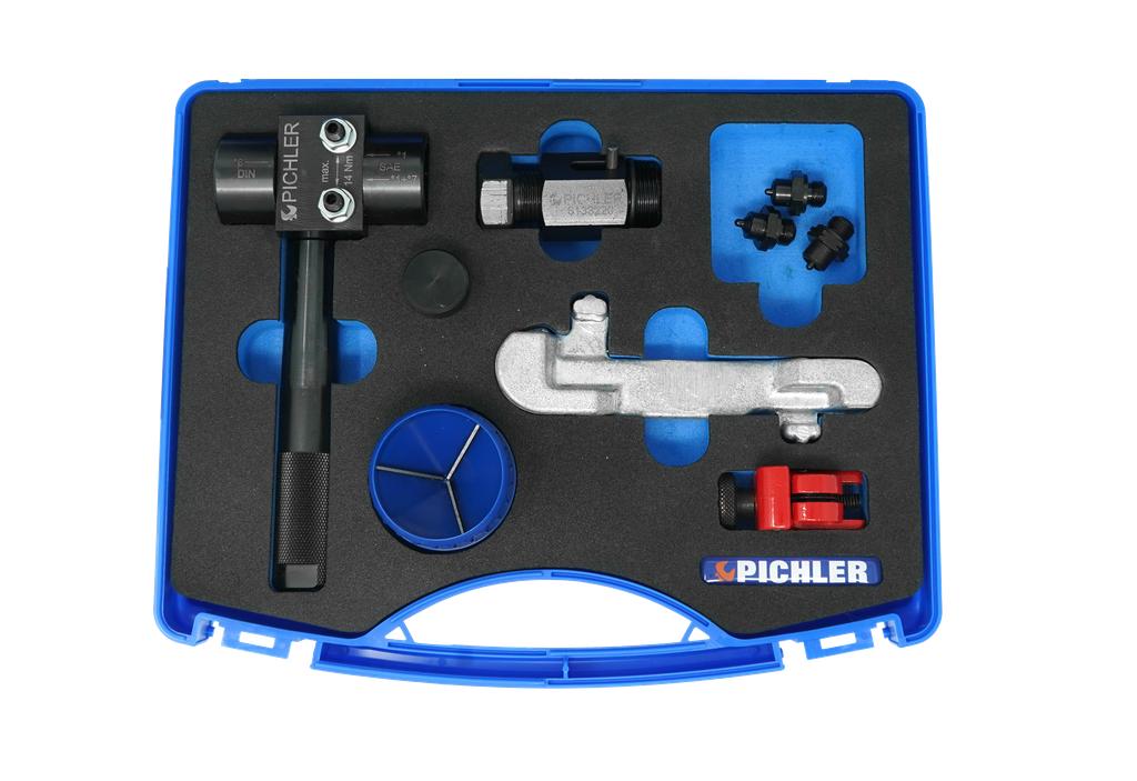 Vehicle brake flaring tool model M for SAE and DIN single and double flang