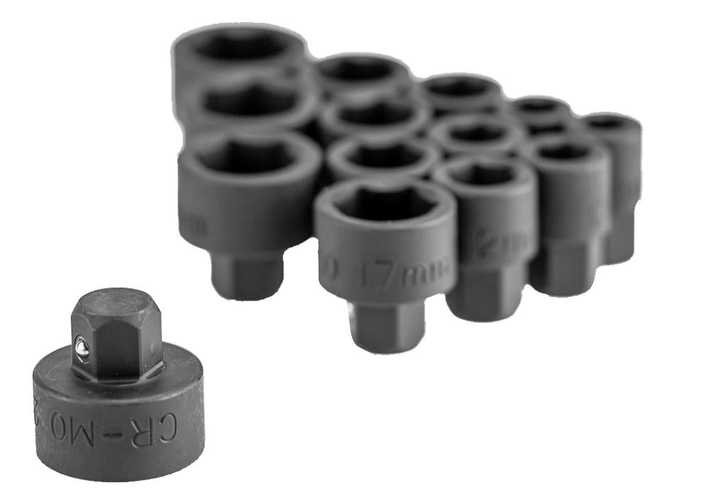 XS-Impact socket set 15 pcs. 8 - 21 mm x 14 mm Drive