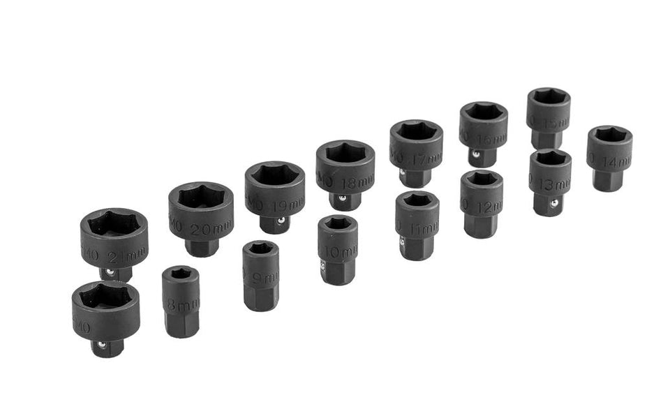 XS-Impact socket set 15 pcs. 8 - 21 mm x 14 mm Drive