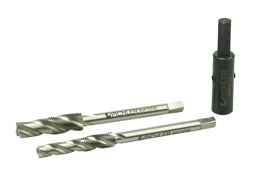 Special tap set with square for glow plug mounting thread M8x1 and M10x1