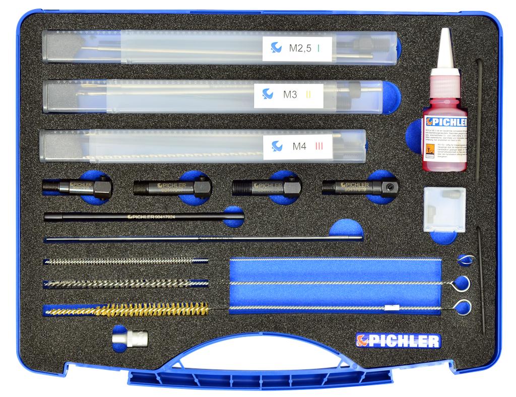 Universal broken glow plug tip removal set M8x1, M9x1, M10x1 & M10x1.25